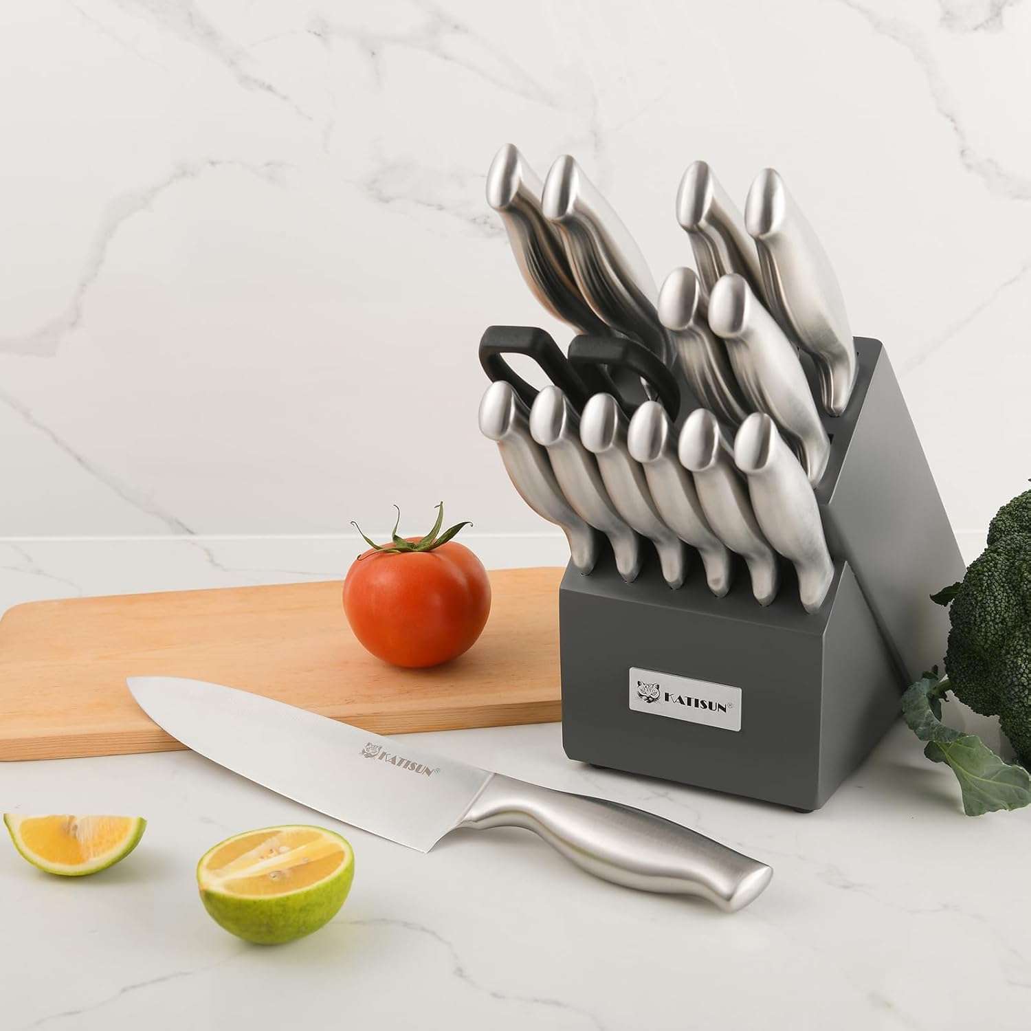 15 Piece Kitchen Knife Set with Block
