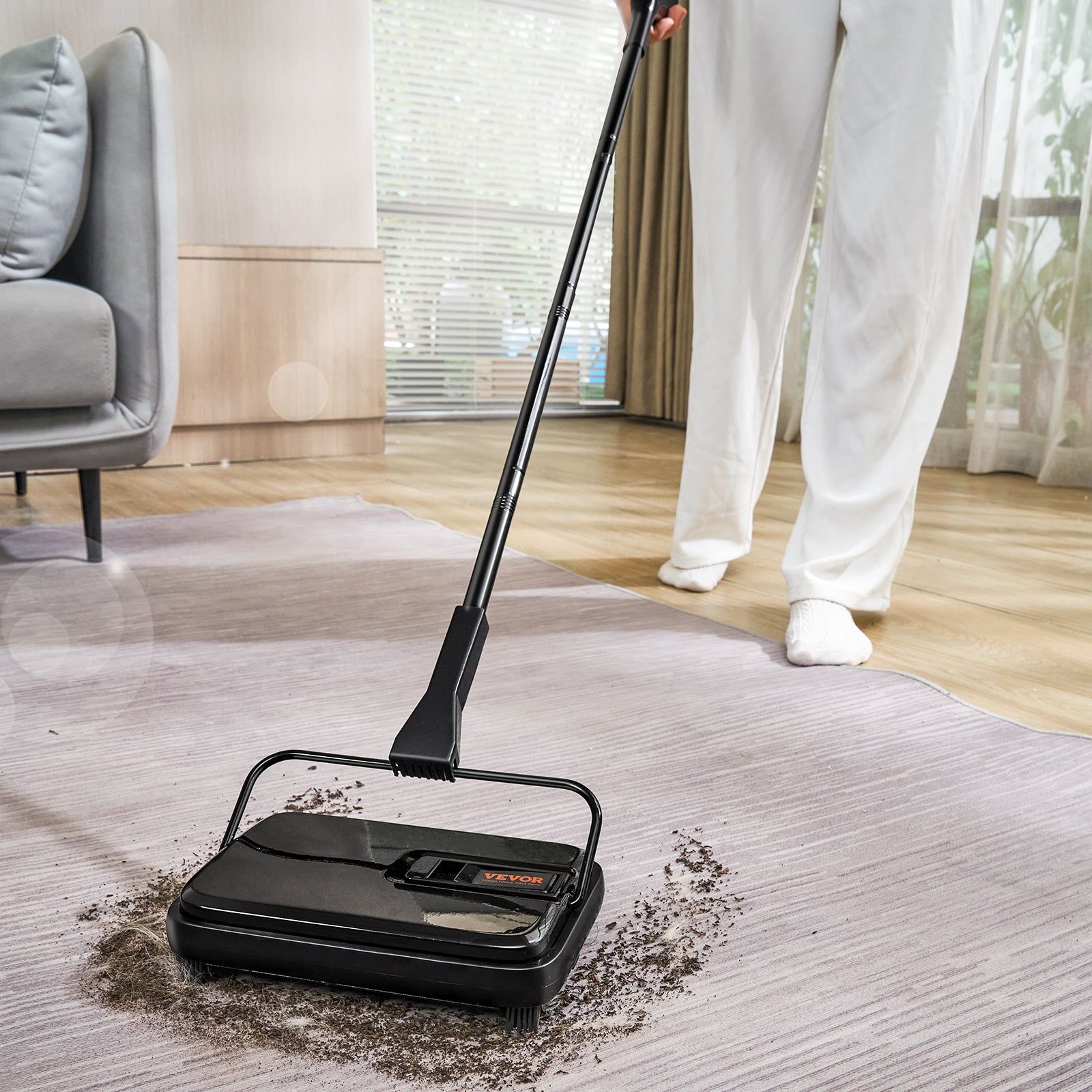 Manual Carpet Sweeper Compact Design for Pet Hair