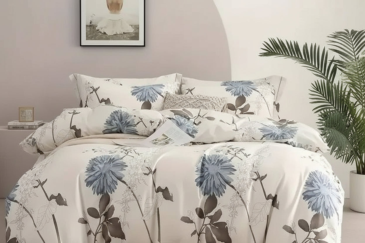 Floral Print Duvet Cover Queen Bedding Set