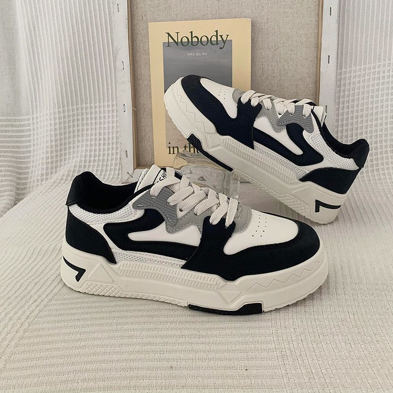 Women’s Low-Top Skate Shoes Casual Sports Sneakers Thick Sole PU Lace-Up Waterproof Breathable