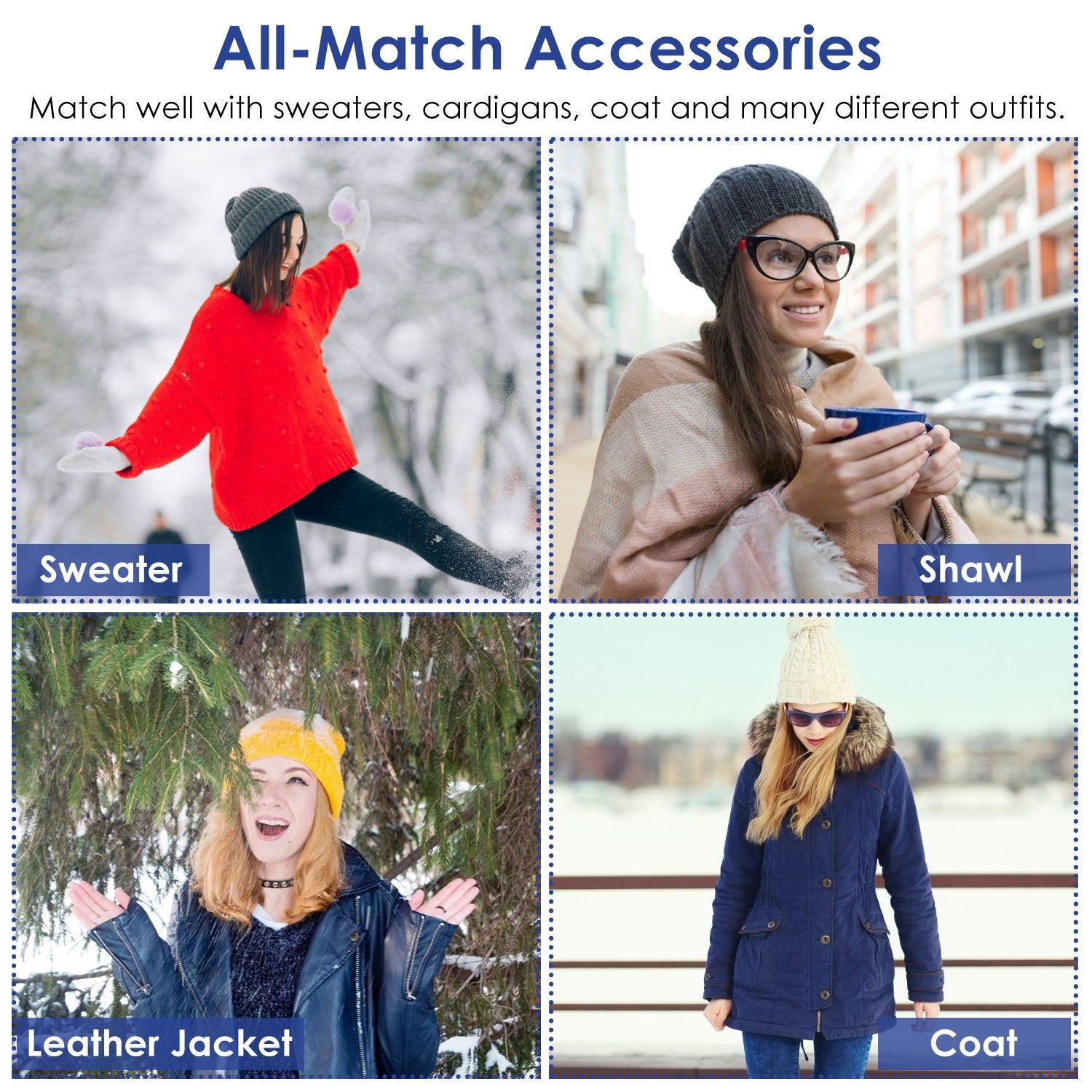 Womens Winter Beanie And Scarf Set Warm Knitted 2 In 1