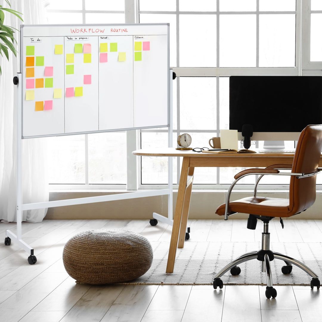 Whiteboard Mobile Magnetic Double Sided 46x32 with Stand