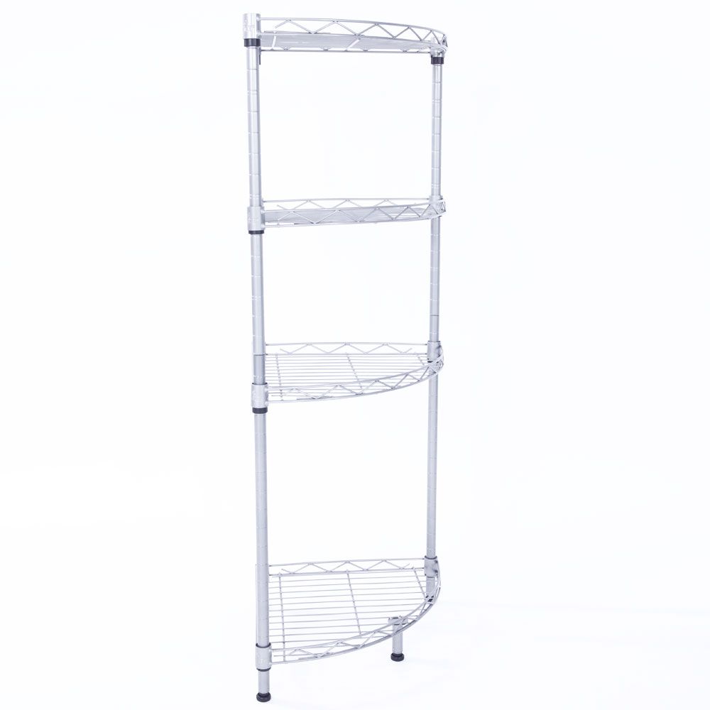 4 Tier Metal Corner Shelve Space Saving Storage Unit