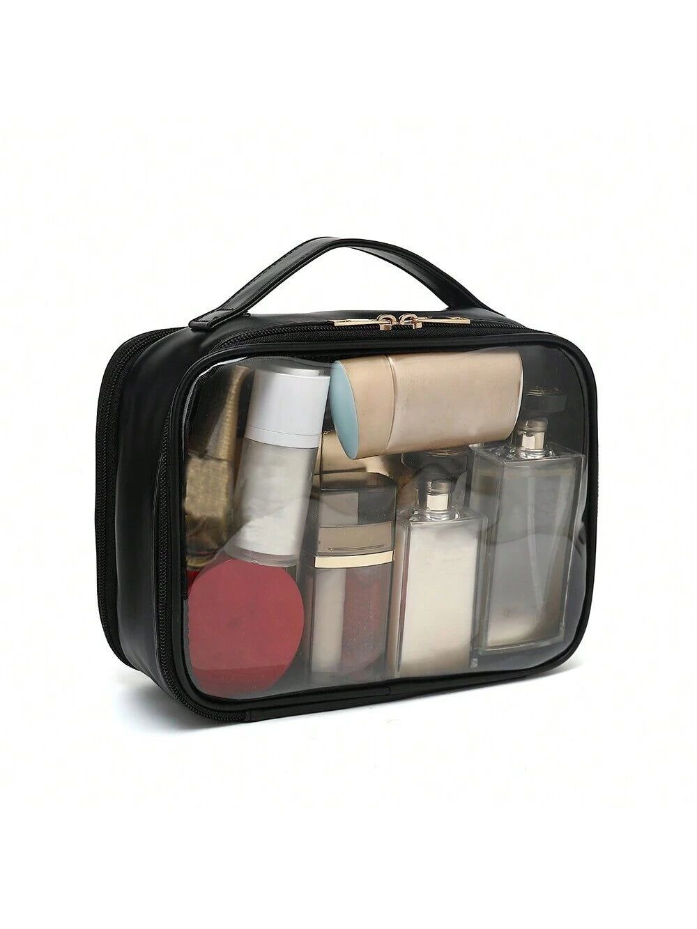 Clear Makeup Bag with Brush Holder
