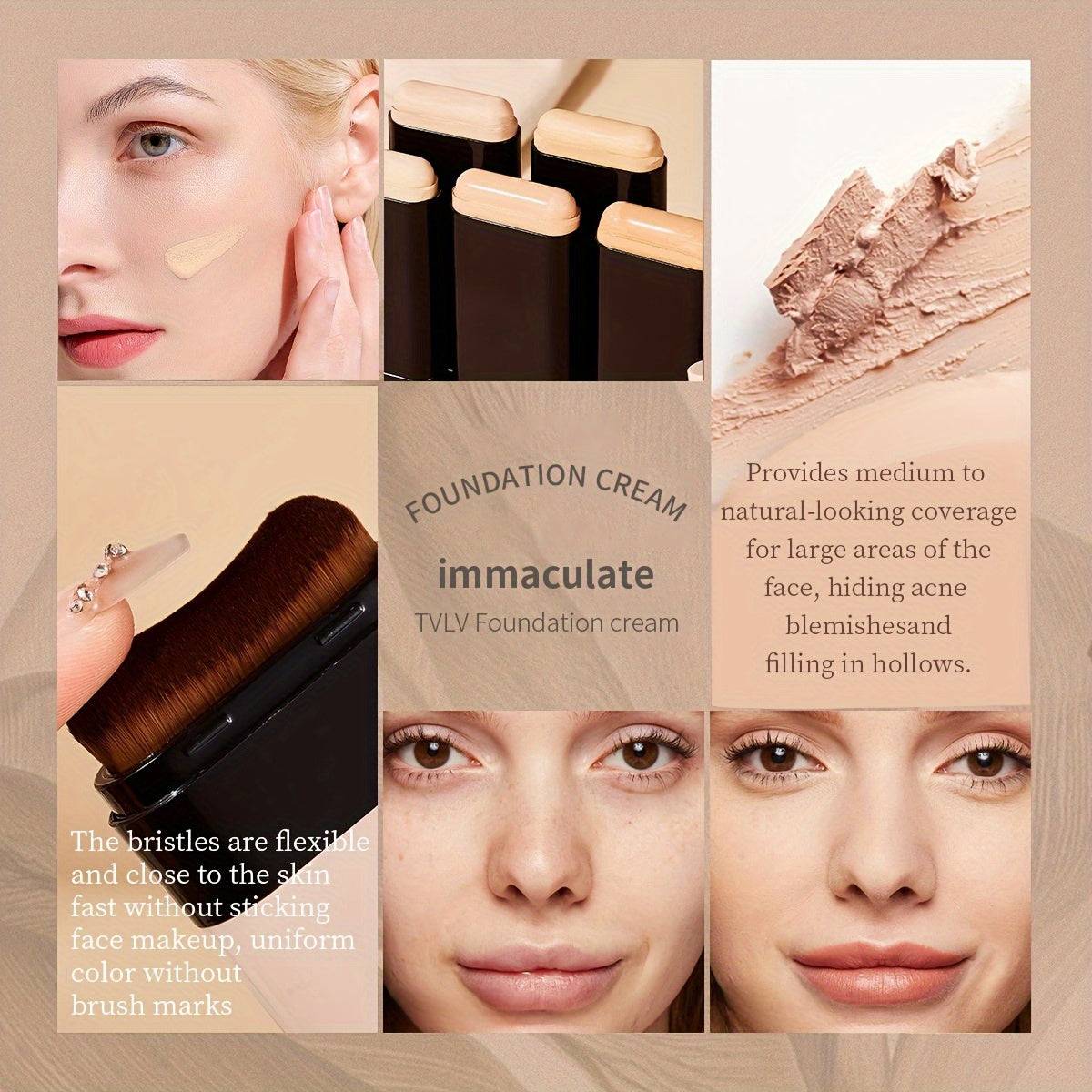 2-in-1 Foundation & Concealer Stick Waterproof Matte Makeup Portable Design for Daily or Travel Use