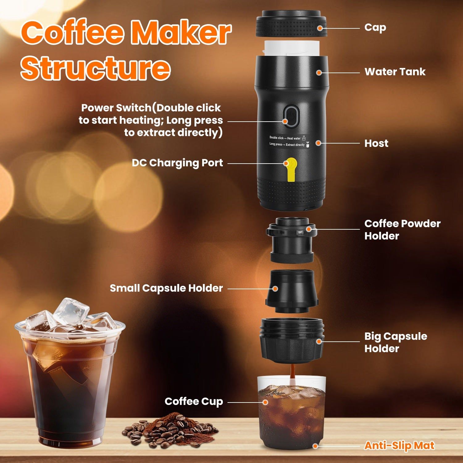 Portable Espresso Coffee Maker for Car and Travel