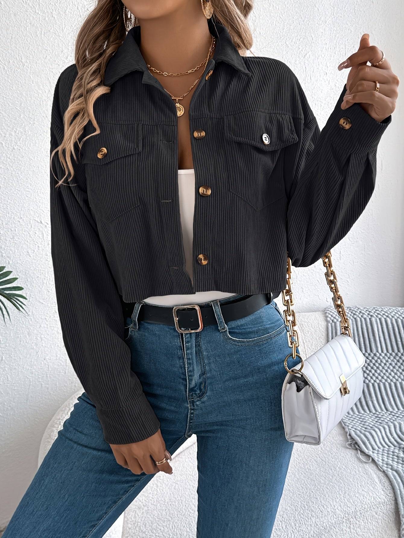 Women’s Cropped Oversized Blazer Jacket High Waist Loose Fit with Zipper Lightweight Outerwear for Spring & Fall