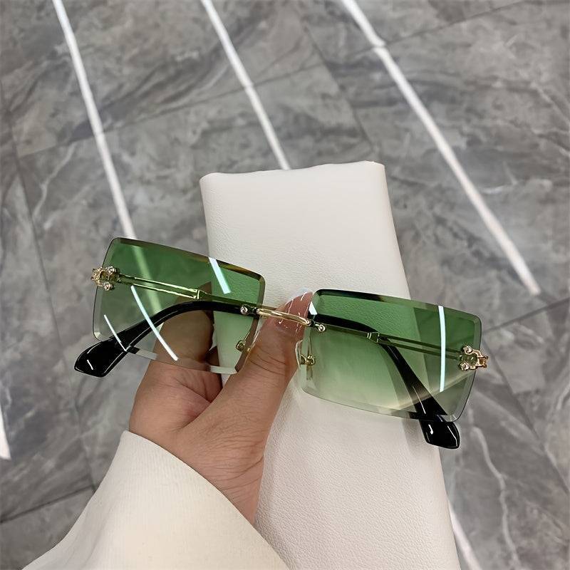 1pc Y2K rimless gradient glasses, unisex with case and cloth, ideal for daily wear and photo shoots