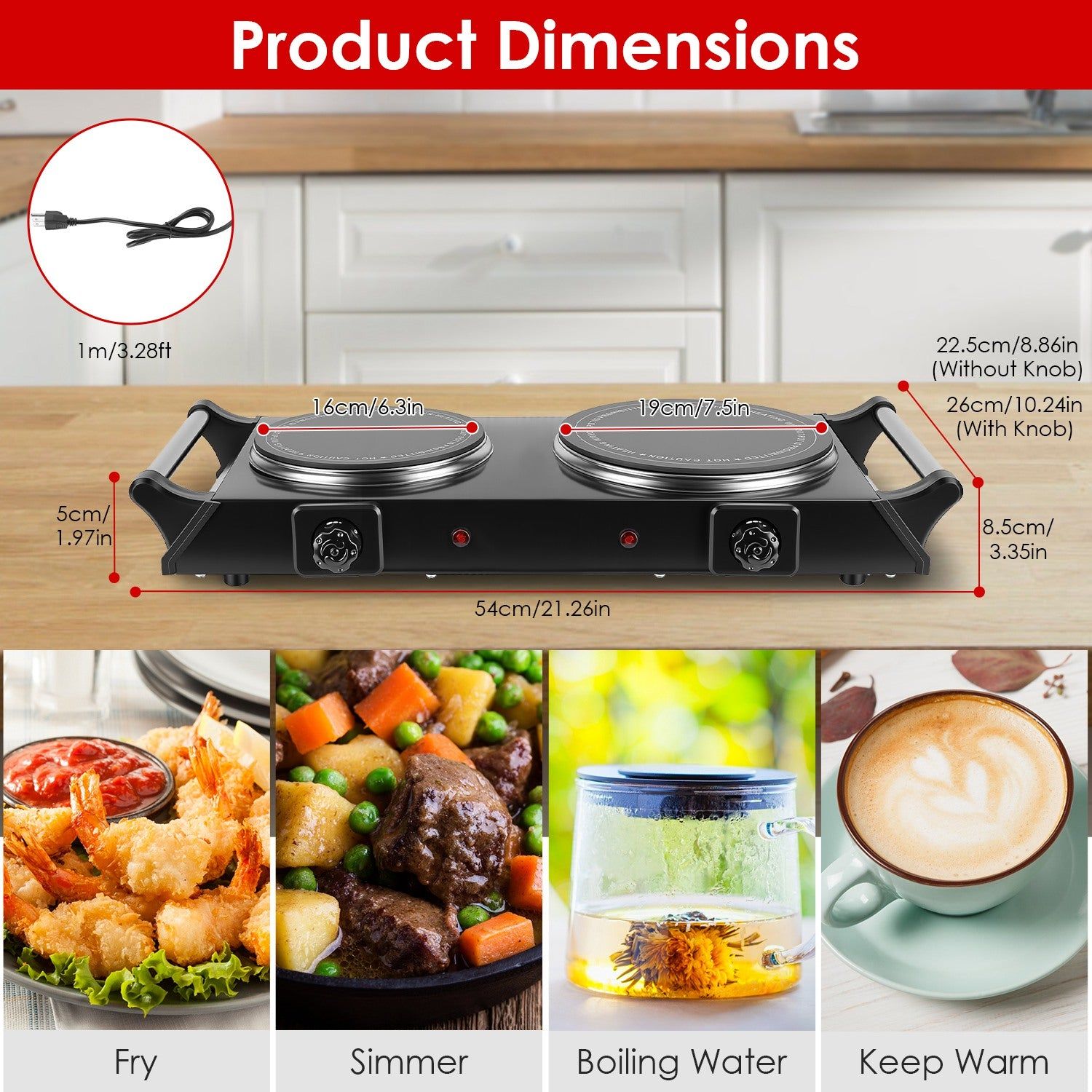 Portable Electric Cooktop Double Burner