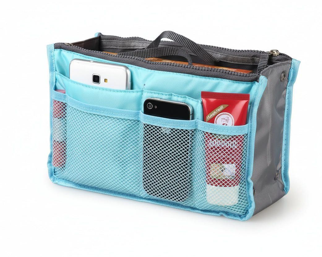 Nylon Handbag Organizer with Zipper Pockets