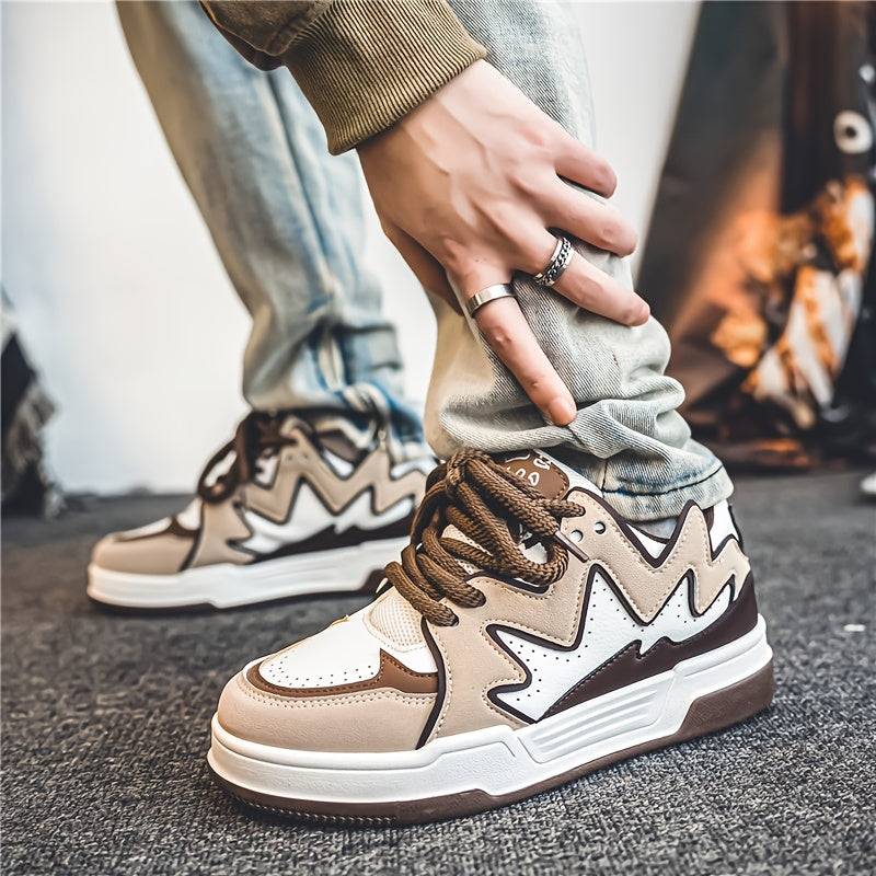 Men’s Low-Top Casual Sneakers Lace-Up Design with Thick PVC Sole & Breathable Lining for Daily Wear, Outdoor & Light Exercise