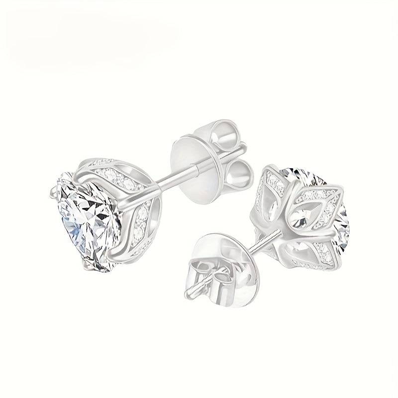 2 Carat Moissanite Stud Earrings in 925 Silver Unisex Hypoallergenic Design Elegant Style for Daily or Gift Use