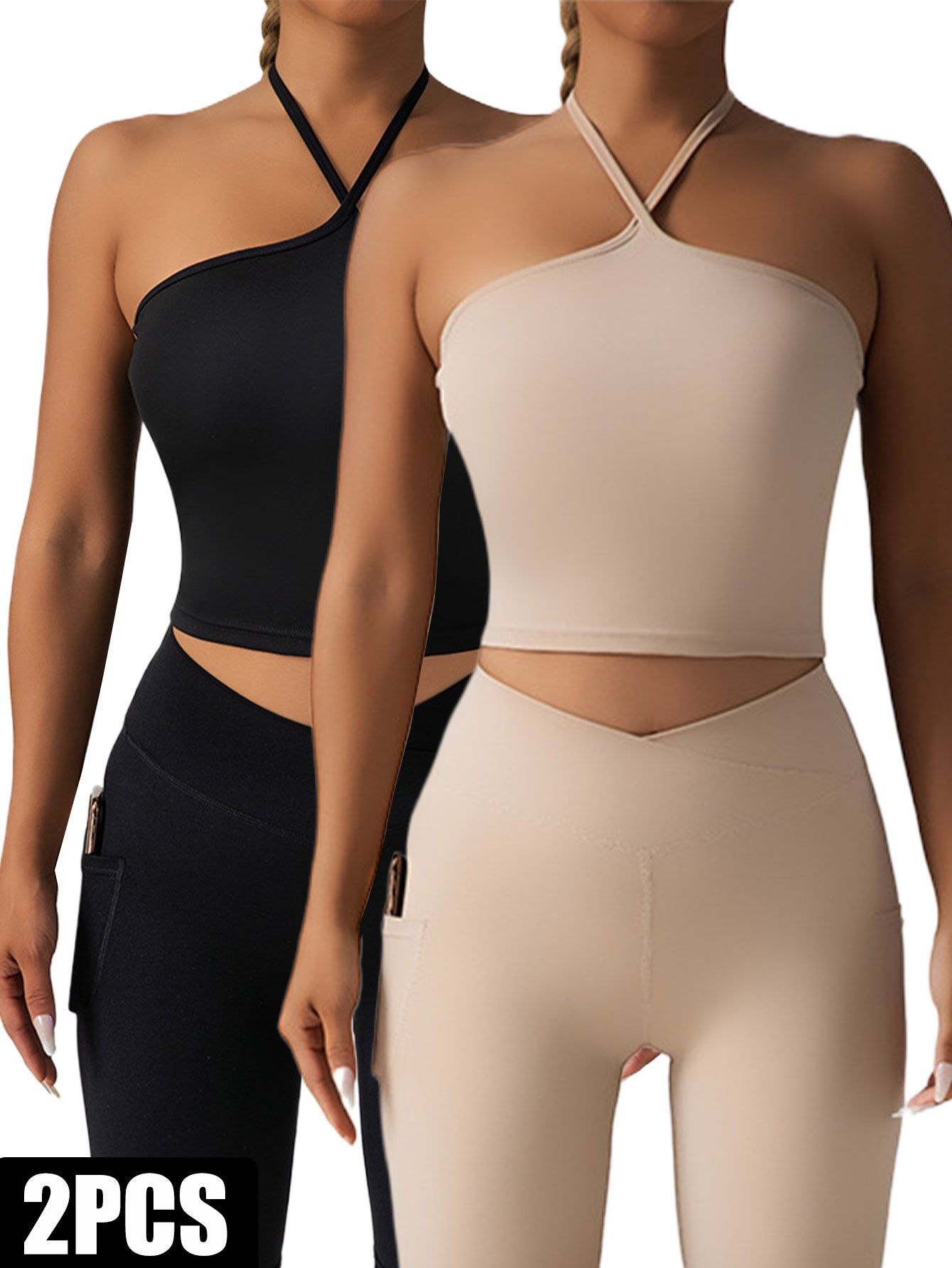 Seamless Racerback Sports Bra 2 Pack High Support Padded