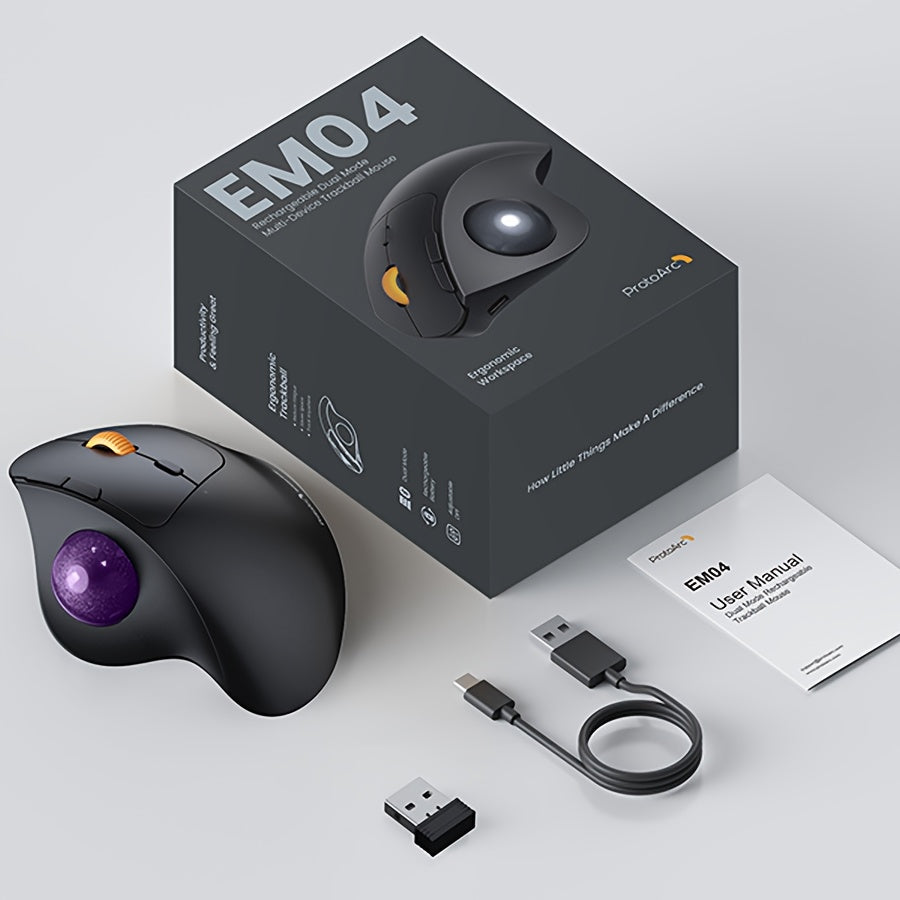 Ergonomic Wireless Trackball Mouse – Rechargeable Thumb-Control for PC & Mac