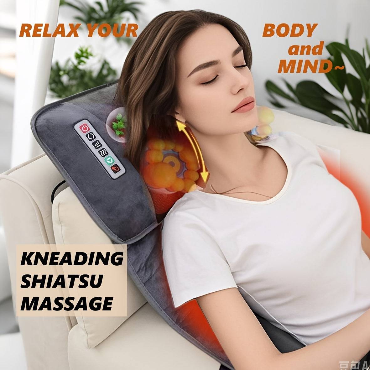 Full Body Massage Mattress – 10-Zone Vibration with Kneading & Heat Therapy, Acupressure Design, 12V Safe Voltage, Gray Velvet