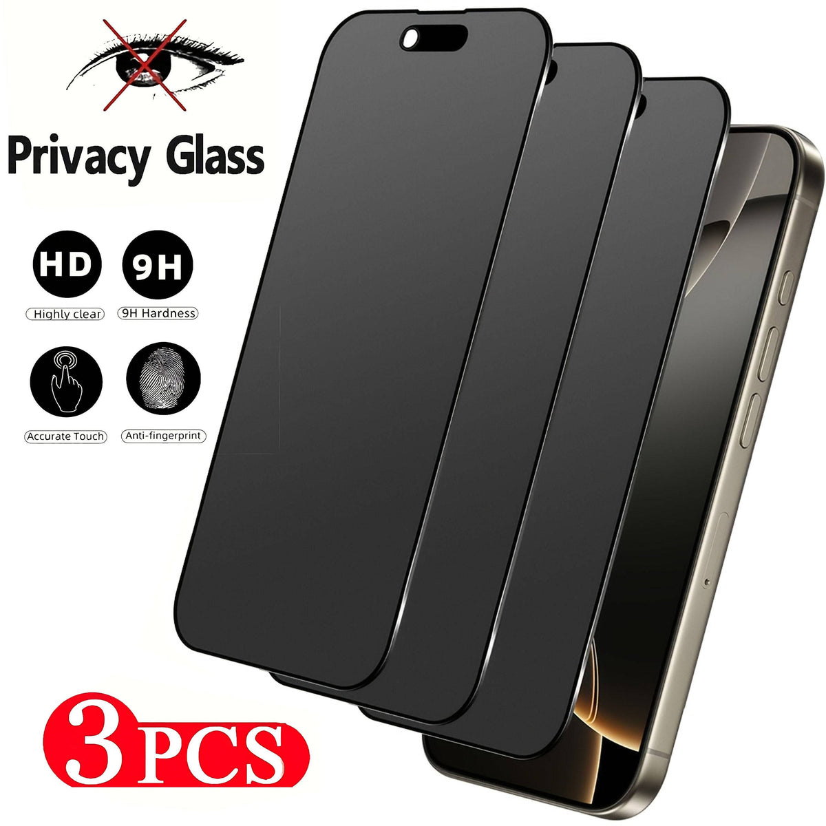 3-Pack Matte Privacy Tempered Glass Screen Protectors, 9H Anti-Scratch Full Coverage with Edge Protection, Compatible with iPhone 12–16 Pro Max & Plus Series
