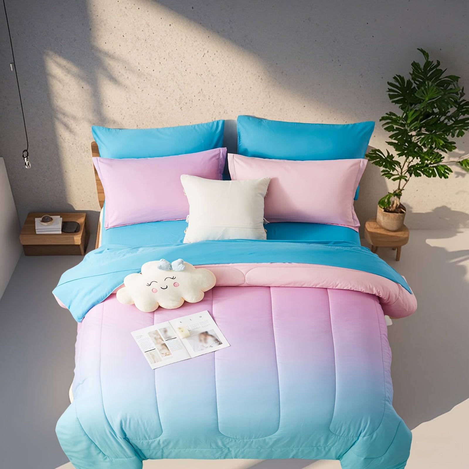 5/7-Piece Dreamy Color Comforter Set, Hypoallergenic Microfiber Bedding with Sheets, Twin/Full/Queen/King, All-Season
