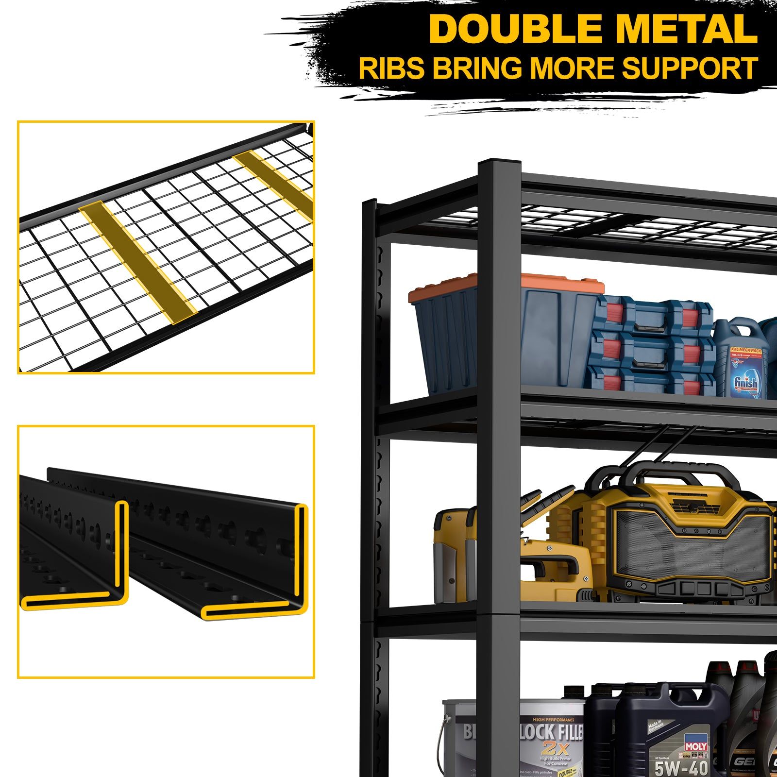 59 Inch Metal Garage Racking Adjustable 5 Tier Storage Rack