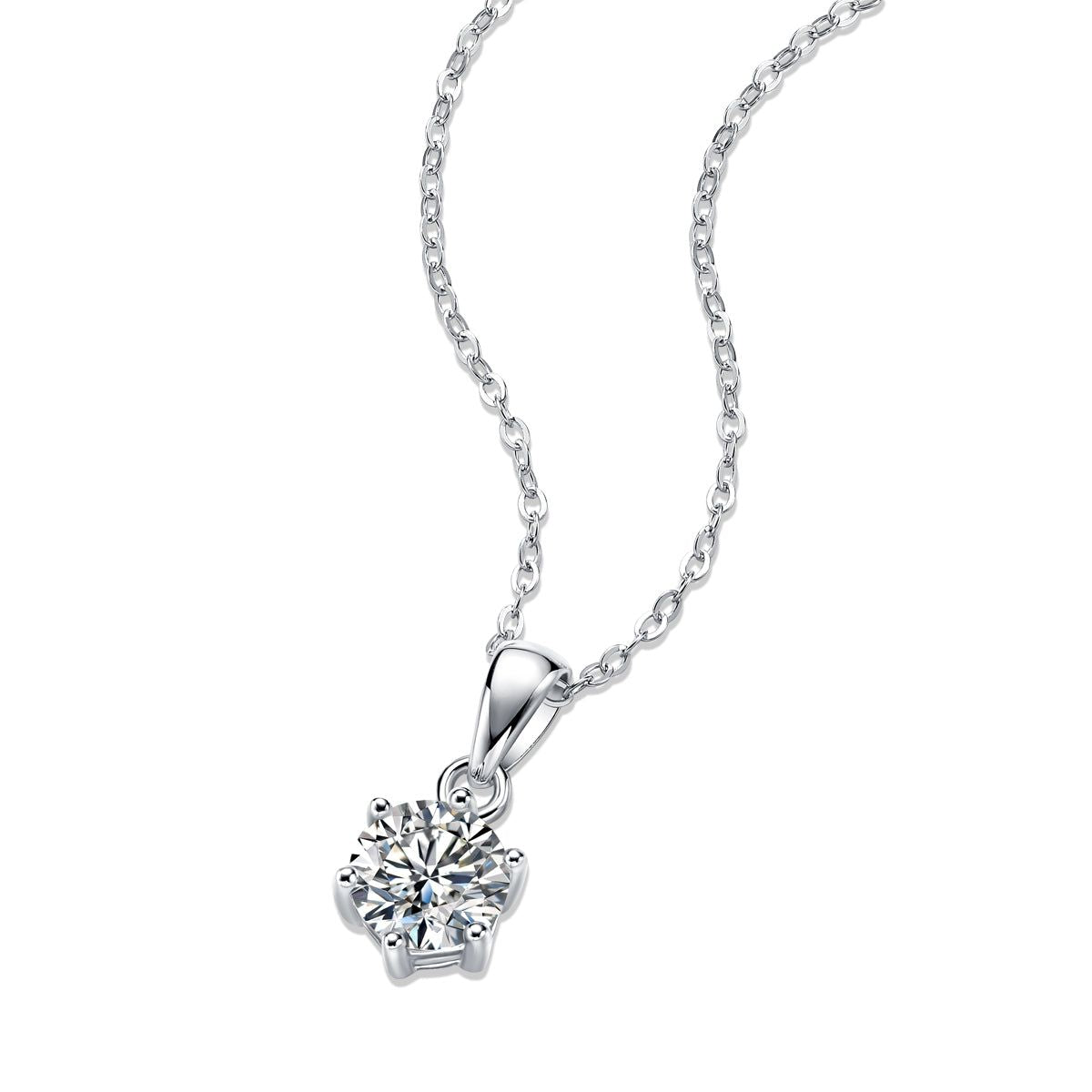 Moissanite Pendant Necklace in Sterling Silver 40cm