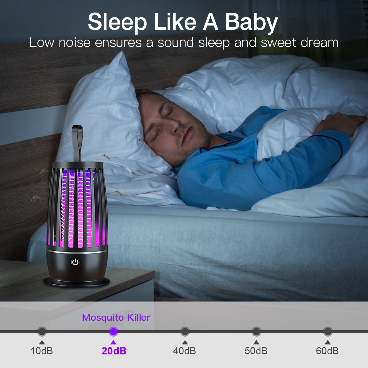 Rechargeable Insect Zapper Lamp with 3000V Grid and UV Light