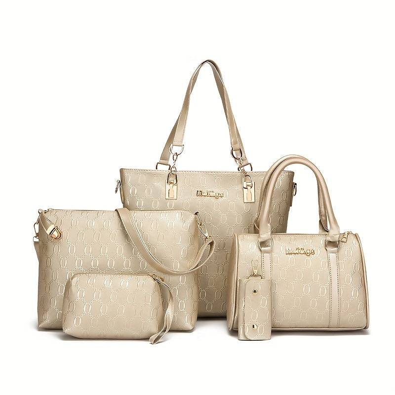 Women’s 5-Piece Handbag Set – Synthetic Leather Tote, Satchel, Crossbody, Shoulder Bag & Wallet