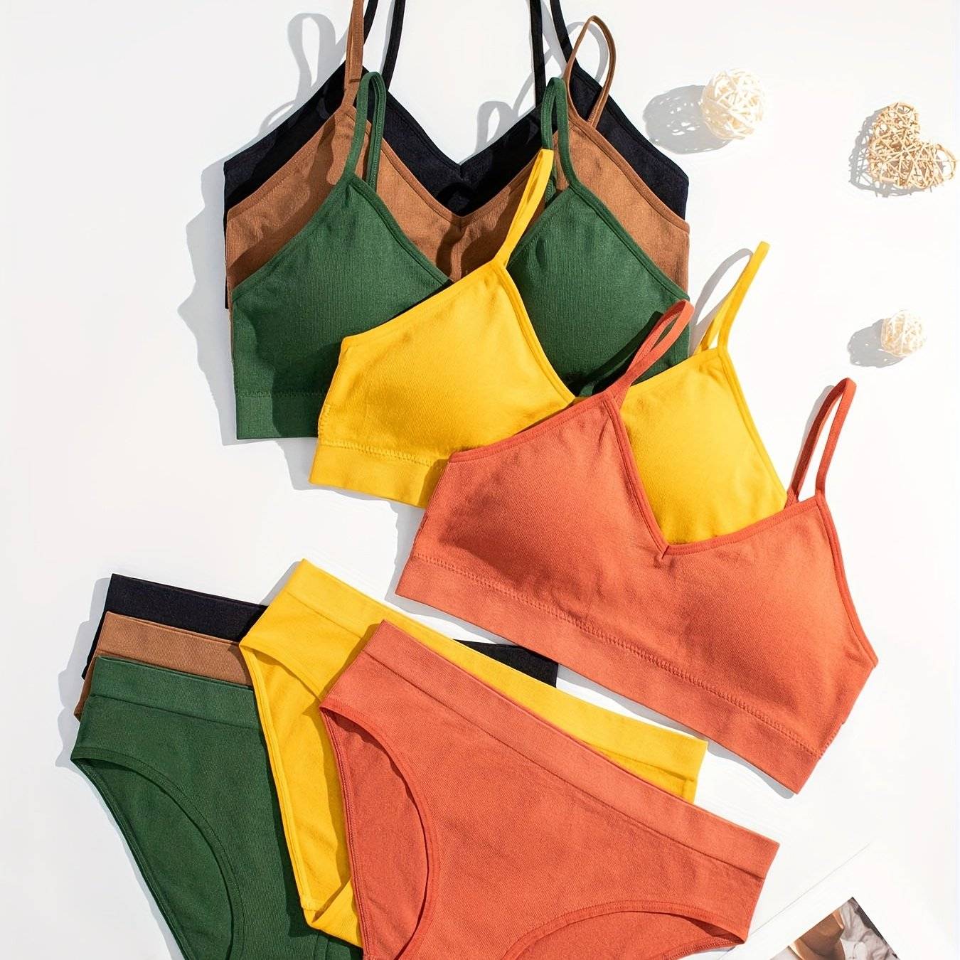 5-Piece Seamless Lingerie Set for Women Strapless Bra & Low-Waisted Panties with Light Padding & Stretch Fit