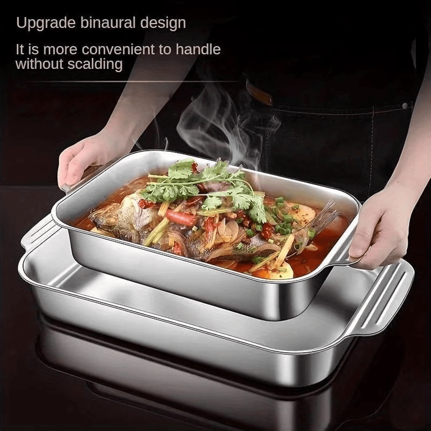 Thickened Stainless Steel Grill Dish with Lid