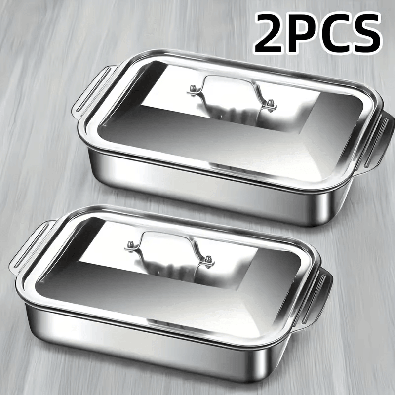 Thickened Stainless Steel Grill Dish with Lid