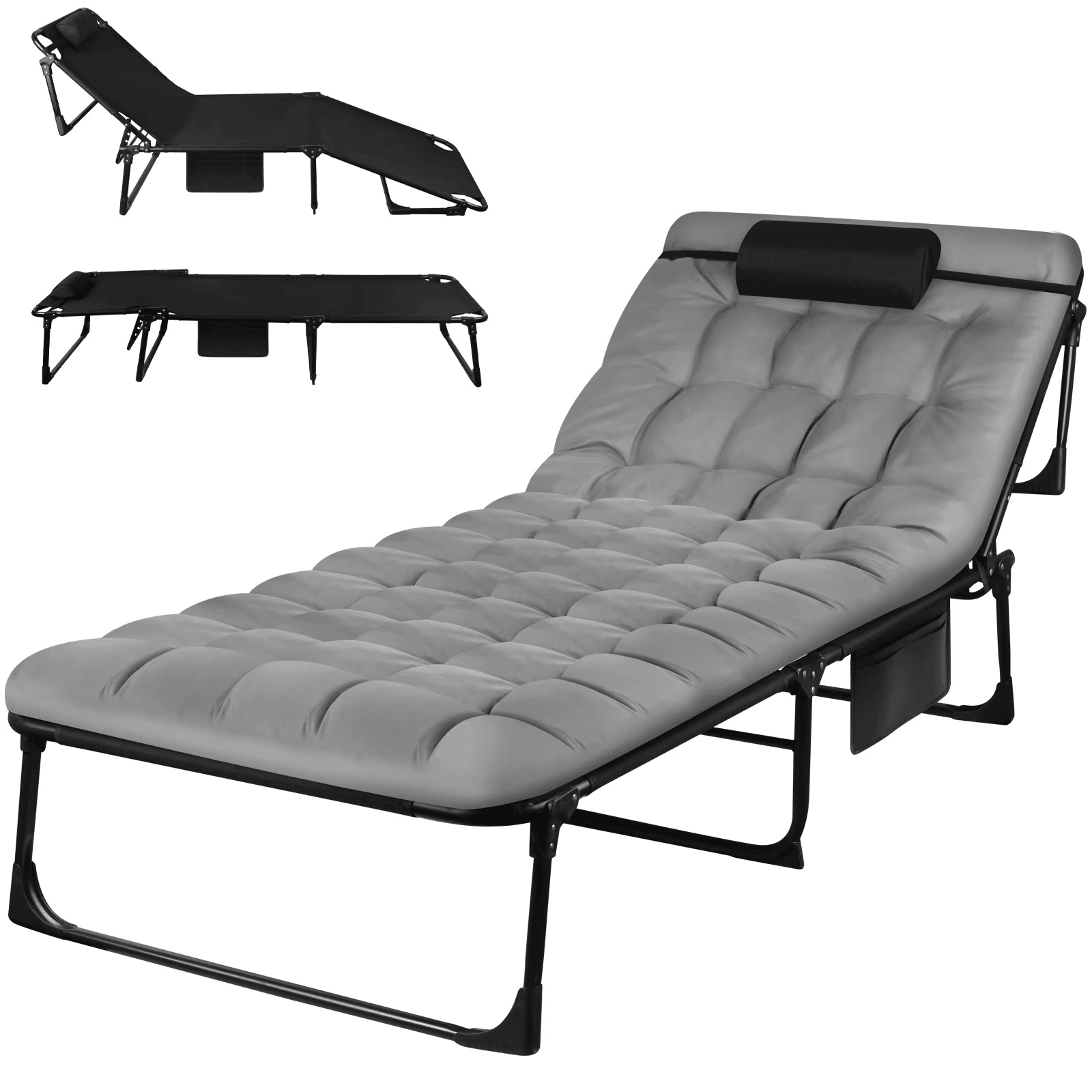 Portable Foldable Single Bed with Mattress and Pillows