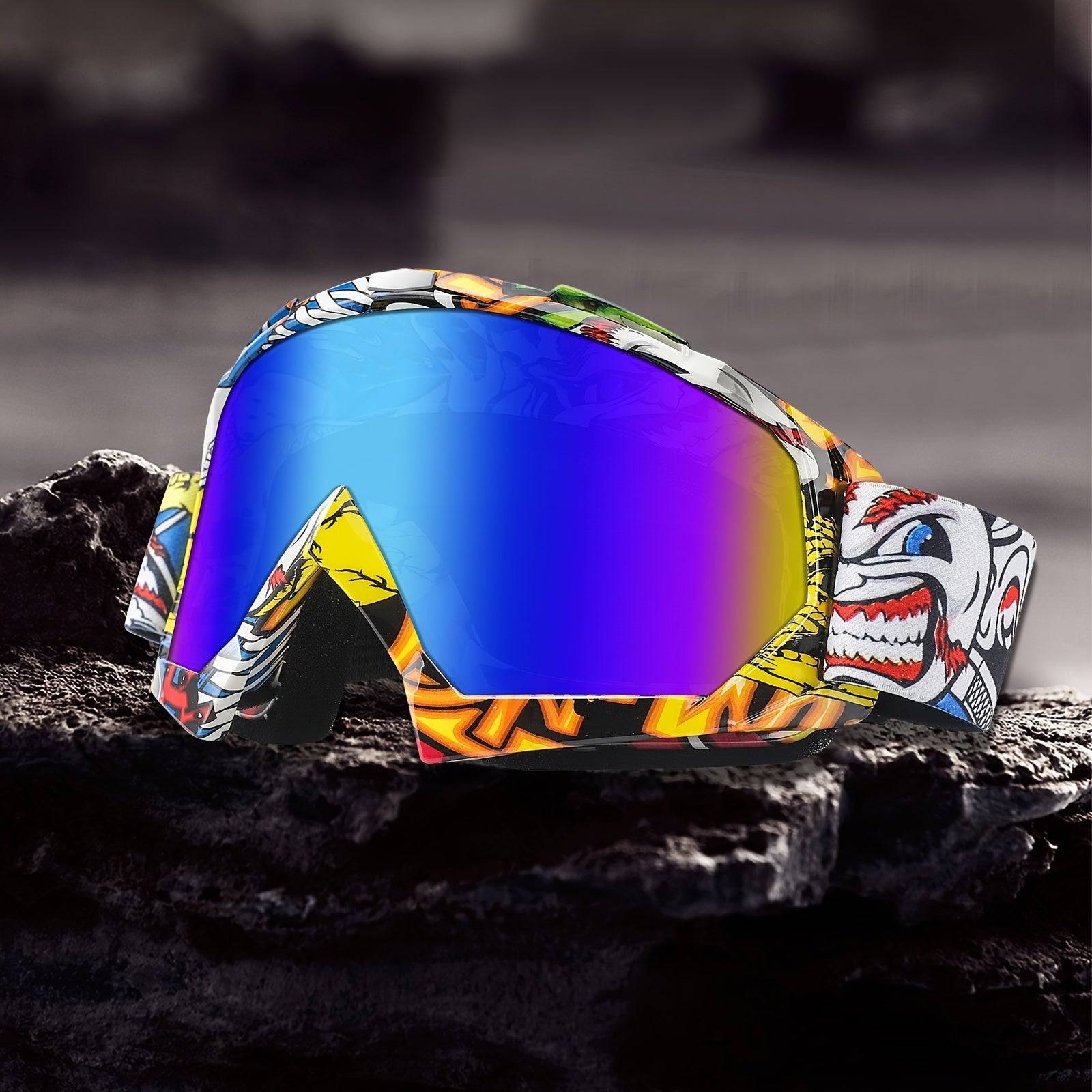 Motorcycle & ATV Goggles Off-Road Protective Eyewear with Anti-Scratch PC Lenses and Flexible TPU Frame Impact-Resistant for Outdoor Sports & Adventure Riding
