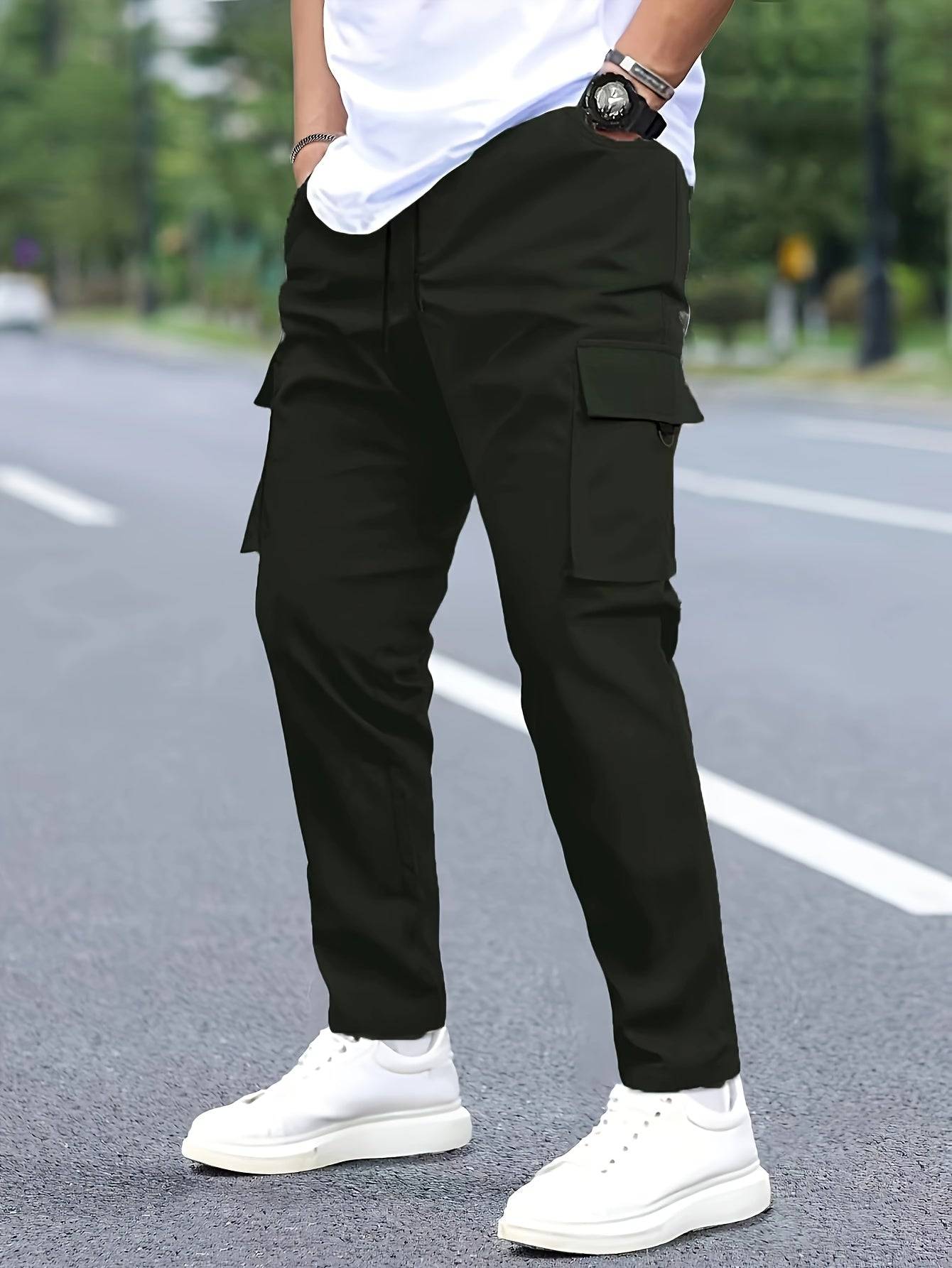 Men’s Work Pants 2-Pack – Straight-Leg Casual Trousers with Drawstring & Multi-Pockets