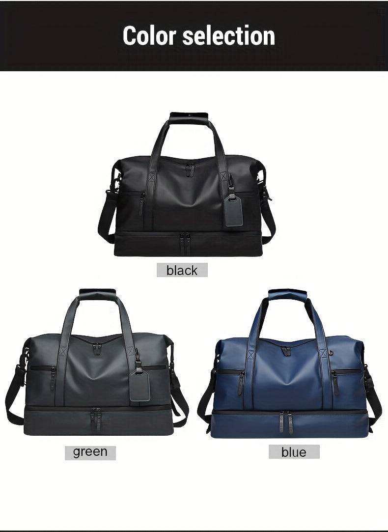 Large Capacity PU Duffel Bag Weekender with Shoe Compartment & Wet Pocket for Travel, Gym, Sports & Daily Use