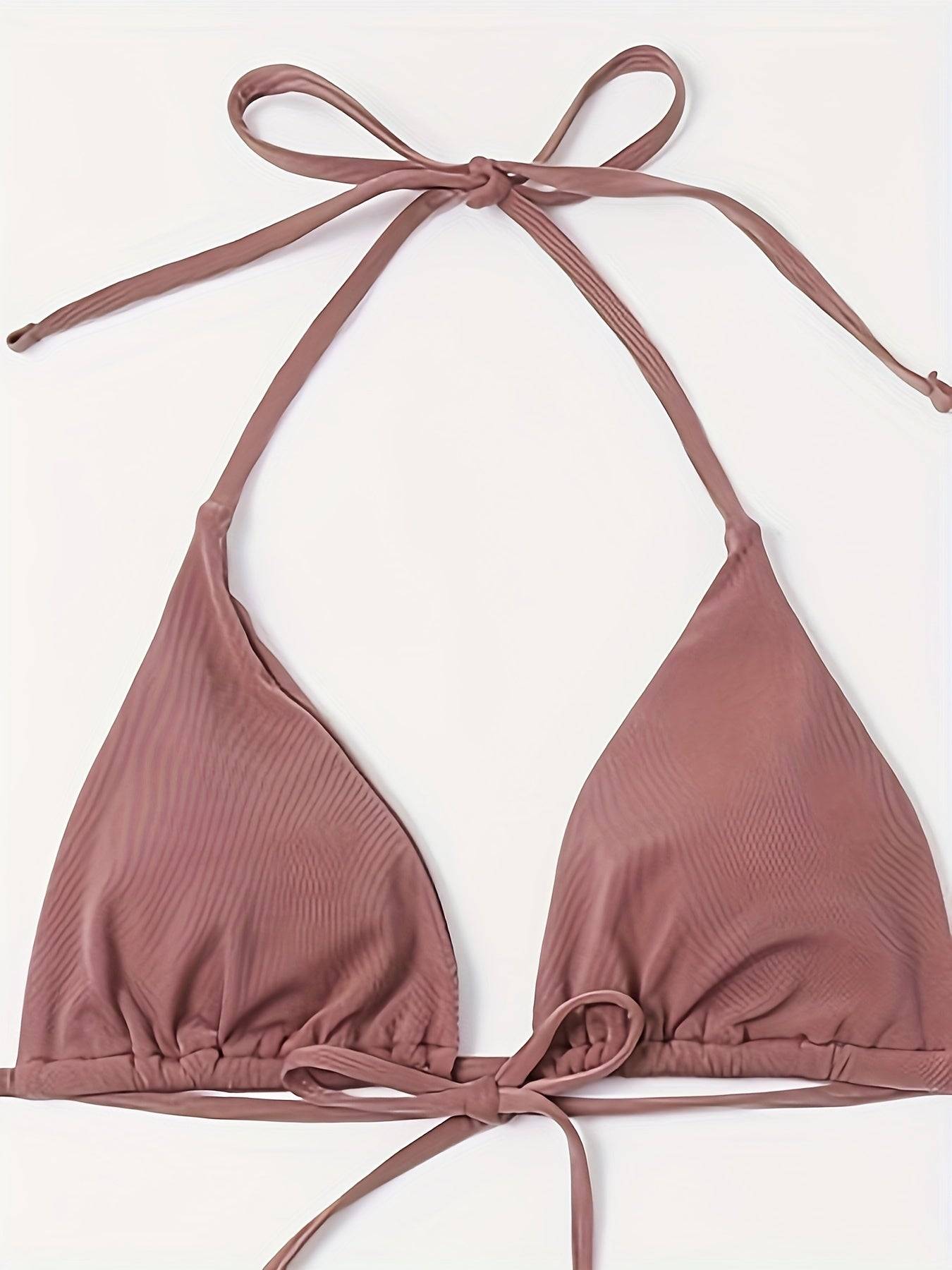 Women’s Solid Color 3-Piece Swimsuit Set with Bikini Top & Beach Cover-Up, Stylish Summer Swimwear for Pool & Vacation