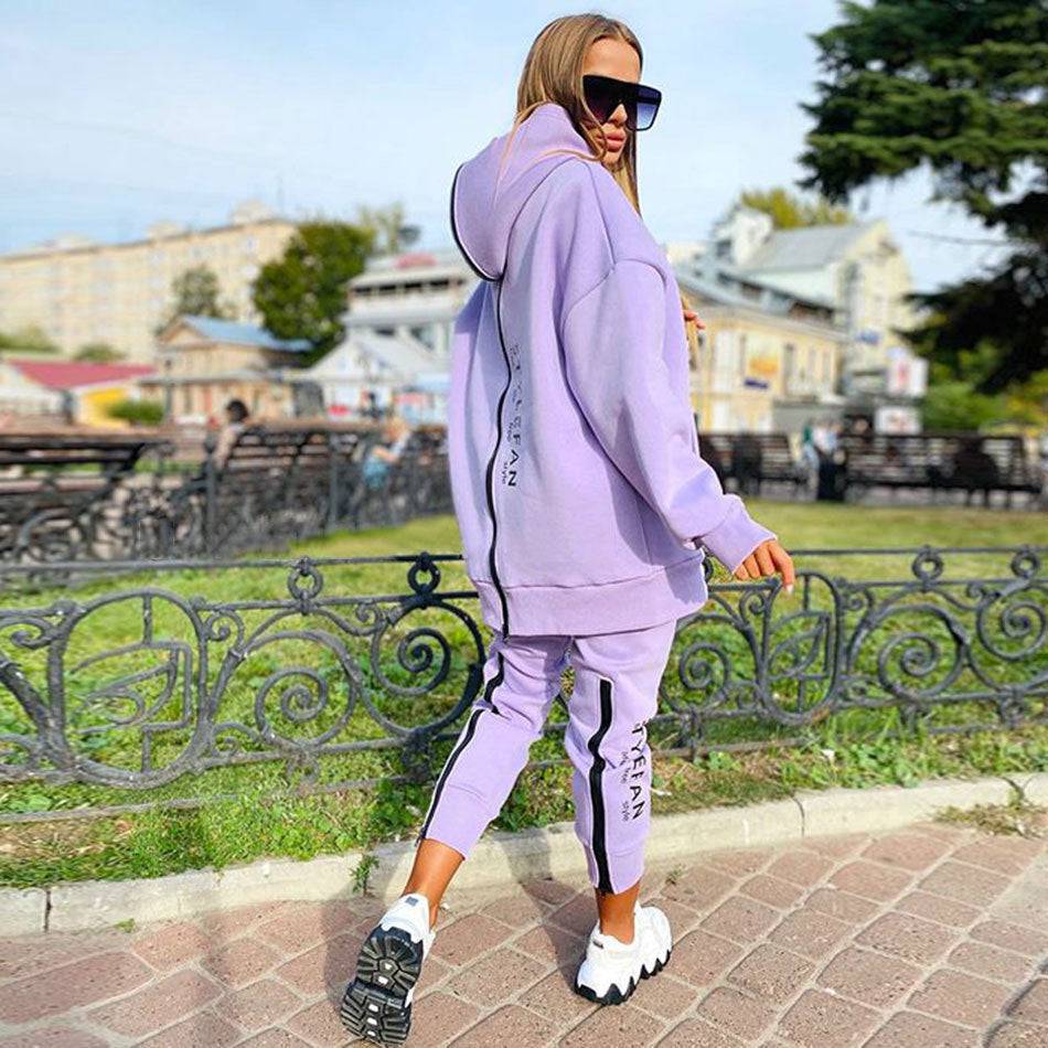 Women’s Long Hoodie Two Piece Sweatshirt Set