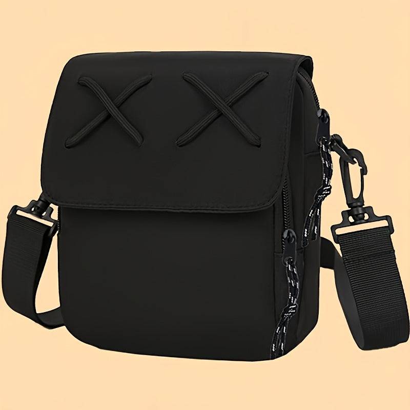 Men’s Black Canvas Crossbody Bag – Stylish Casual Shoulder Bag with Adjustable Strap & Multi-Compartments for Everyday Use