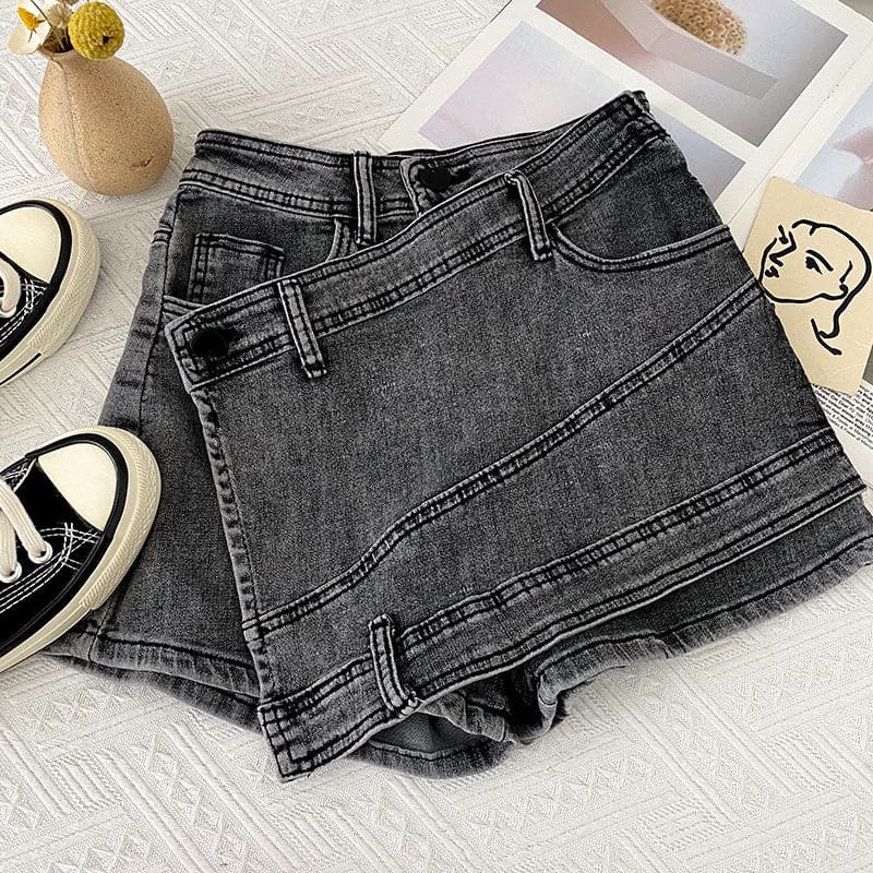 Irregular Denim Sheath Half-length Pants Casual Shorts - PMMNAPOLES