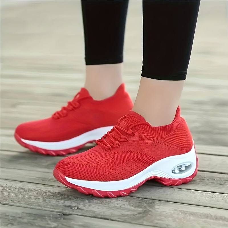 Unisex casual sports sneakers, flat bottom with non-slip sole, round toe mesh design for student running use