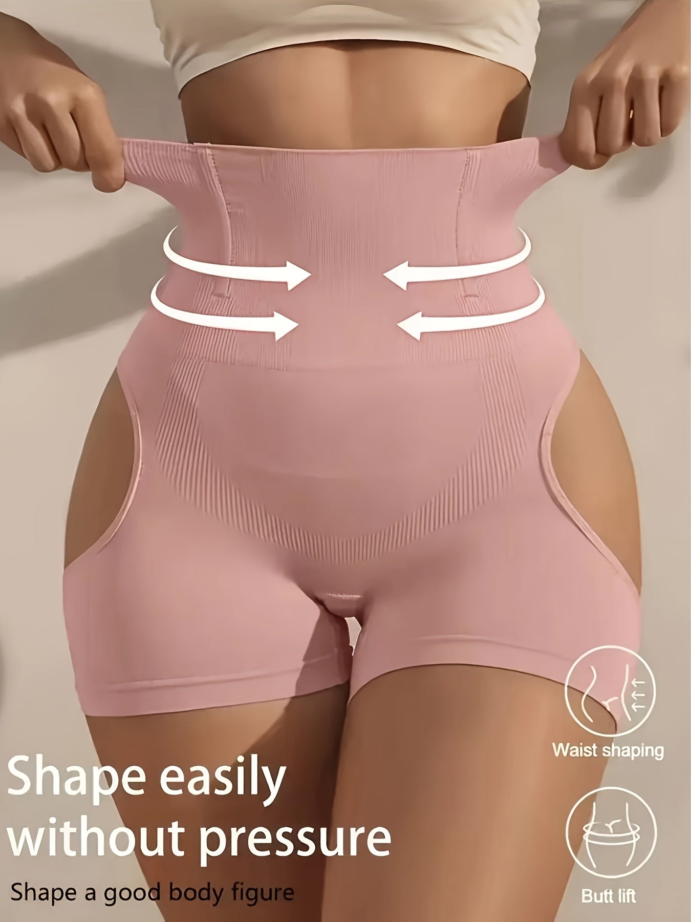Women’s High-Waisted Shapewear Shorts – Nylon & Elastane Blend with Tummy Control and Butt Lift, Smooth Solid Color Fabric
