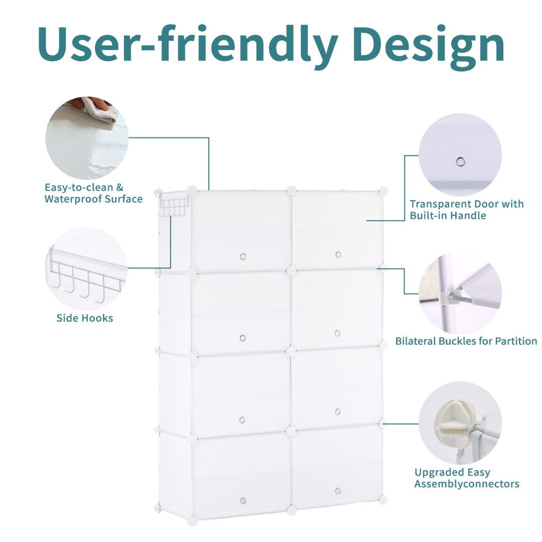 6 Tier Shoe Rack with Doors Large Capacity Storage