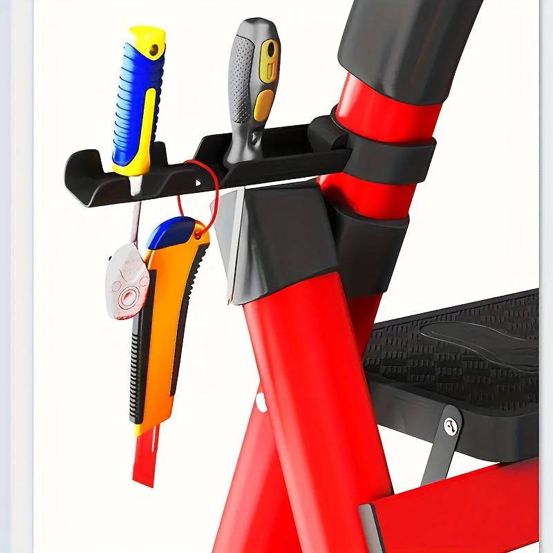 Heavy-Duty Folding Ladder 500 lbs Capacity, Steel Step Stool with Anti-Slip Pedals, Safety Buckle and Non-Slip Foot Pads for Home Use