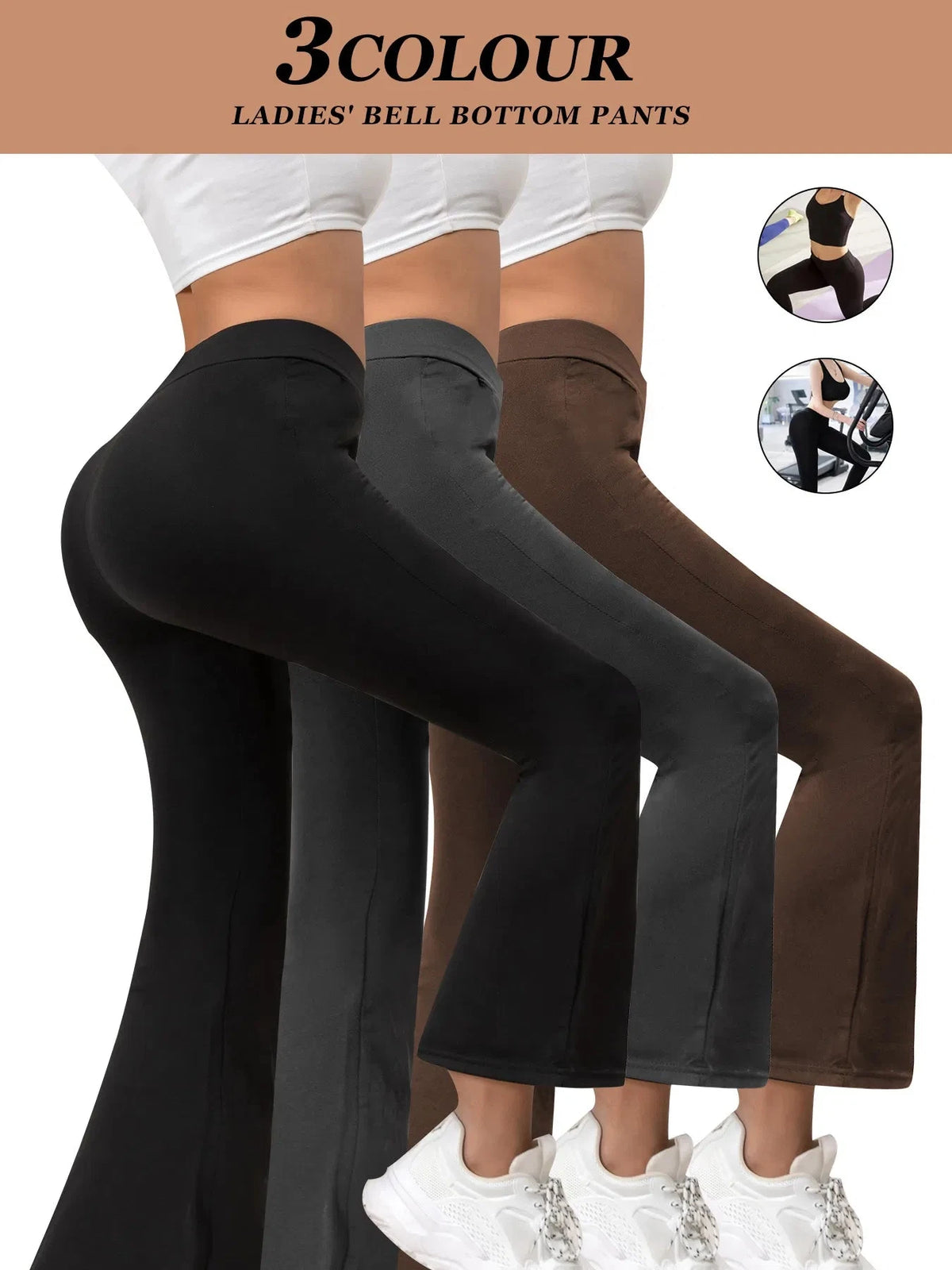 Womens Yoga Pants 3 Pack High Waist Flare Fit