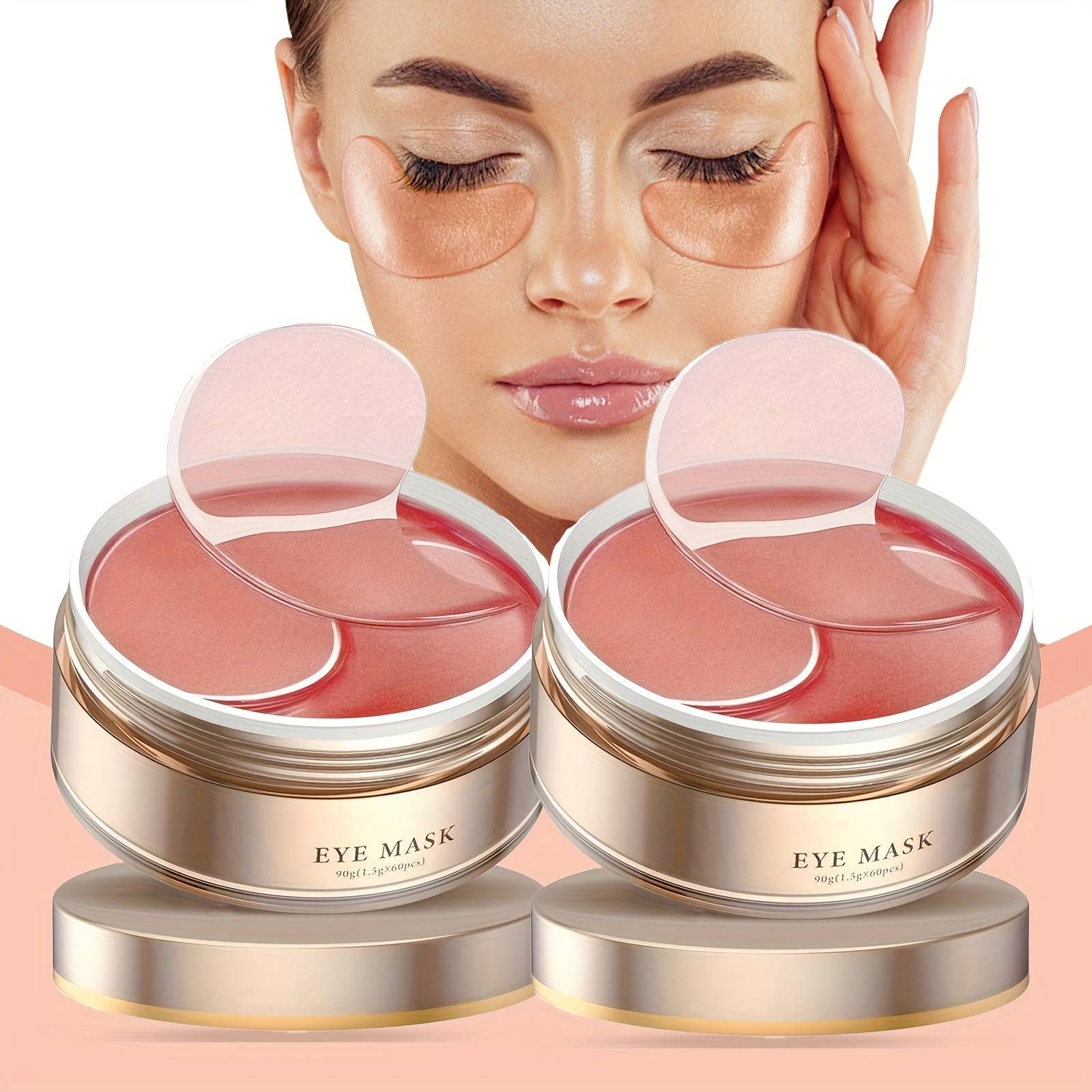 60/120-Piece Caffeine Eye Mask with Hyaluronic Acid & Collagen, Moisturizing Undereye Patches for Dark Circles and Puffiness, Hypoallergenic Skincare
