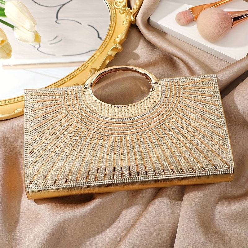 Elegant Women’s Evening Clutch Bag – Sparkling Rhinestone Detail, Golden & Black Options, Perfect for Weddings, Parties & Formal Events
