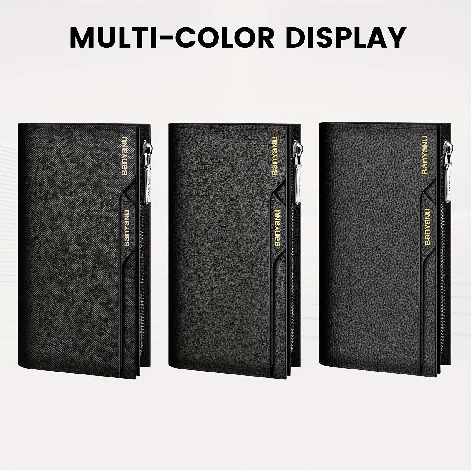 Genuine Leather RFID Blocking Clutch Wallet Large Capacity with 26 Card Slots, Phone Pockets & 2 ID Windows for Men & Women