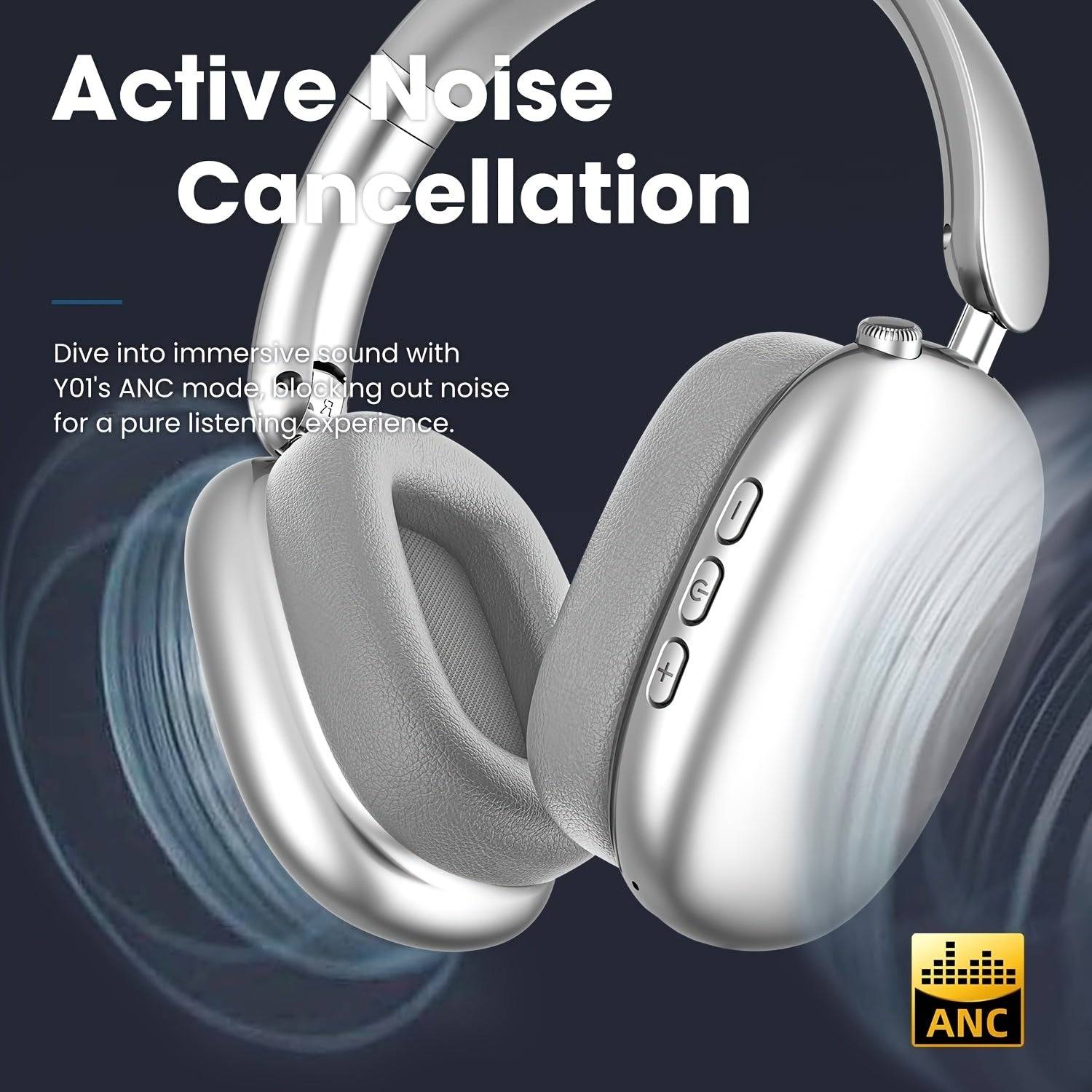 48H Wireless Over-Ear Headphones Noise Canceling with Hi-Res Audio Foldable Design & Soft Earpads