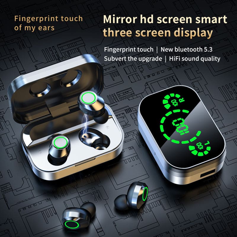 Wireless Bluetooth Headset Large Screen Smart Digital Display In Ear Breathing Light - PMMNAPOLES