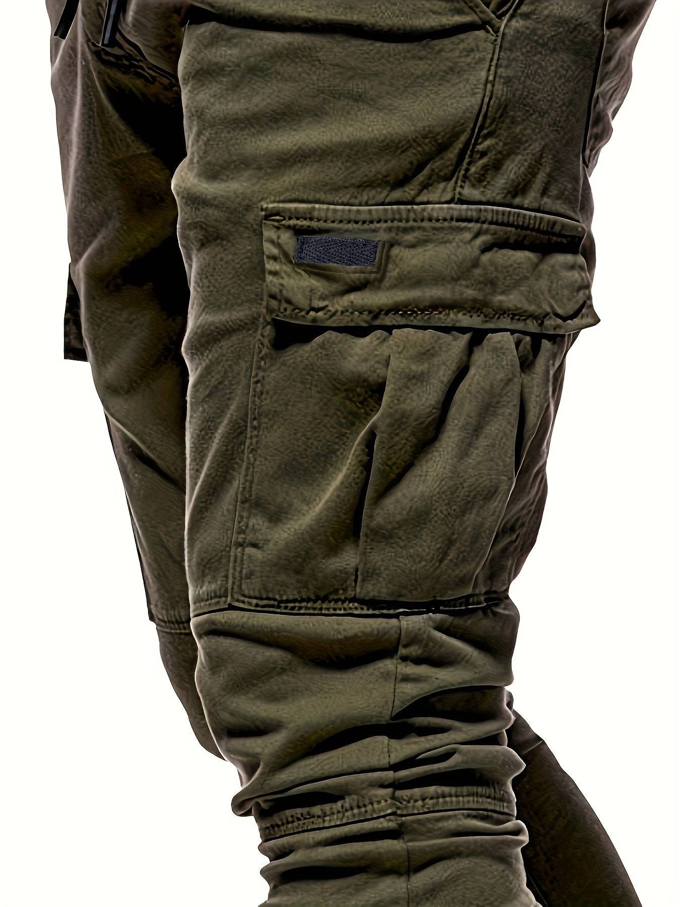 Men’s Cotton Joggers 2-Pack – Elastic Waist, Side Pockets, Solid Color for Spring/Autumn