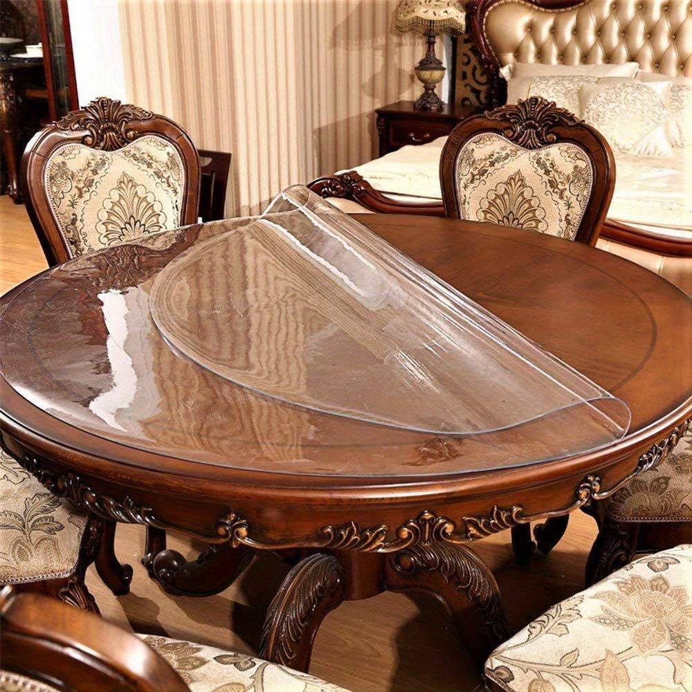 2mm Thick Transparent PVC Tablecloth Protector Durable Easy-Clean Circular Cover Multiple Sizes for Dining