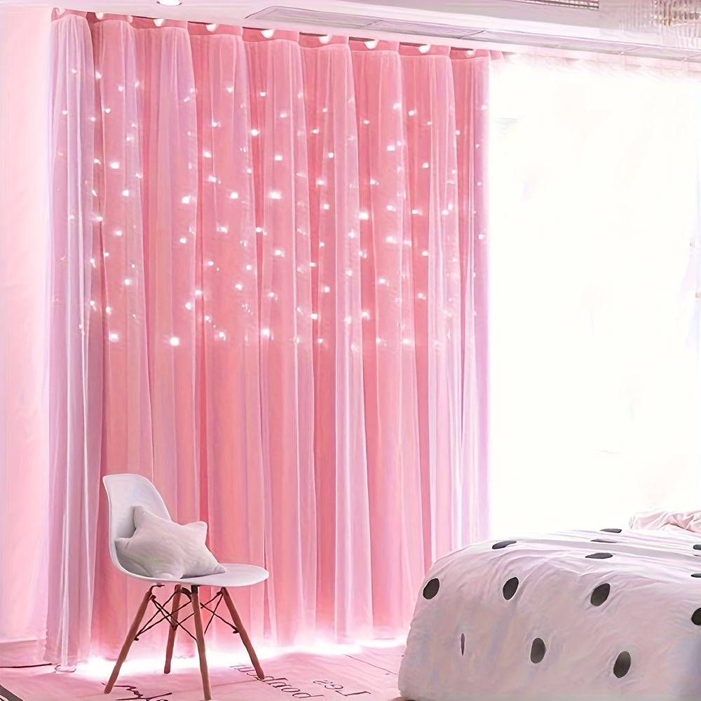 Blackout Star Cutout Curtain Panel 100% Polyester, Double Layer Grommet Top, 39x79in Modern Drapes for Living Room & Bedroom
