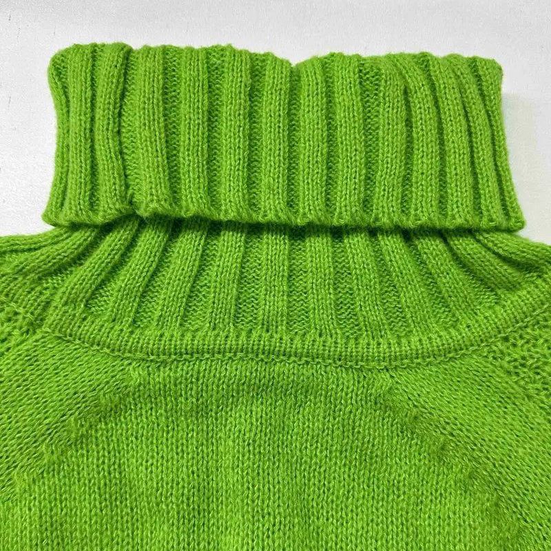 Womens Loose Fit Mock Turtleneck Knit Sweater